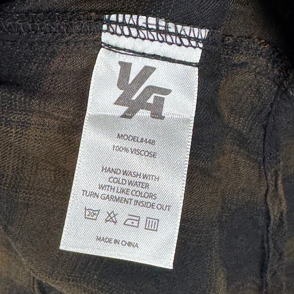 YoungLA Pearl Snap Western Flannel Shirt Men Medium Brown Black Check Rayon - Picture 7 of 9